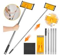 Ponceuse à manche pivotante - Ponceuse pour plaques de plâtre avec tige extensible - Tête de ponçage rotative à 360° - 5 disques abrasifs - Pour sols, murs et plafonds