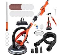 Ponceuse à sec VEVOR 950 W, ponceuse de plafond avec plateau de ponçage de 255 mm, ponceuse à long col avec vitesse de rotation de 1000 à 2300 tr/min, LED à double paroi, poignée télescopique, 15 disq