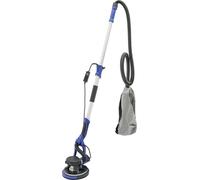 Ponceuse de cloisons sèches télescopique - Ponceuse murale - 750 W - longueur réglable de 1,2 à 2,2 m - plateau de 25,5 cm - 6 positions - câble de 4 m - aspiration des poussières 2 m de tuyau - bleu