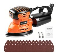 Ponceuse de Détail Triangulaire Électrique, Ponceuse Souris 150W Ponceuse À Main Avec Collecteur de Poussière, 14 Feuilles de Papier Abrasif de Grain 60 À 400, pour Le Polissage Du Bois