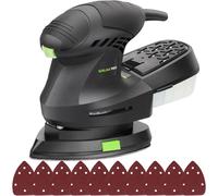 Ponçeuse delta électrique - DYQD6306C-G-EU - Ponçeuse vibrante - 200W - 12000 tr/min - Système d'aspiration des poussières - 10 feuilles de ponçage - Vert