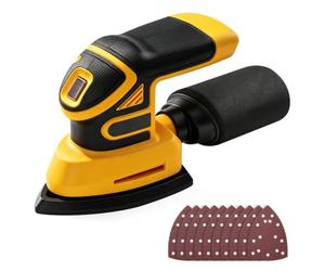 Ponceuse Delta Sans Fil Compatible avec Dewalt 20 V, Ponceuse multifonction avec sac de collecte de poussière, 12 feuilles abrasives, Pour Ponçage, Polissage et Travail Du Bois (sans batterie)