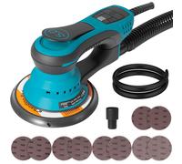 Ponçeuse électrique à sec - Machine de ponçage et de polissage manuelle - 350 W - Sans balais - 15 cm - 6 vitesses - Pour enduit de mur, pierre, métal et peinture automobile