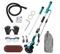 Ponceuse Électrique Placo 1250W Aspirateur Poussière Intégré 5 Vitesses Tête Pivotante 0-90° Outil Rénovation Bleu Avec Sac