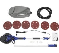 Ponceuse électrique pour cloisons sèches - Ponceuse murale - 750 W - 800-1800 tr/min - Double conduit d'air - Aspiration verticale - Fonction polissage - Bleu