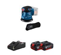 Ponceuse excentrique Ø125 mm GEX 185-LI + 2 batteries GBA 18V 4 Ah + Chargeur GAL 18V-40 BOSCH