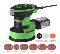 Ponceuse excentrique 300 W - 5000-12000 tr/min - 125 mm - variateur de vitesse - Livrée avec 16 abrasifs - Vert