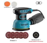 Ponceuse Excentrique 300W 125mm 12000RPM, Avec 5 Disques Abrasifs + Tampon Mousse & Laine, Compacte et Puissante, Réglage de