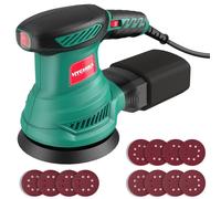 Ponceuse excentrique 300W, 6 vitesses, 12 feuilles de ponçage, bac à poussière