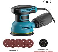 Ponceuse excentrique électrique - Ponceuse de 300 W - Plateau de ponçage de 125 mm - Vitesse réglable en continu - Aspiration des poussières - Outil portatif pour le bois et le métal