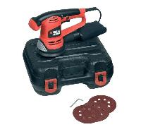 Ponceuse excentrique filaire - BLACK+DECKER - KA191EK-QS - 480W - 125mm - 3 abrasifs + malette