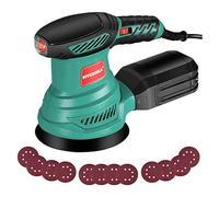 Ponceuse Excentrique, HYCHIKA 6 Vitesses Variables 300W 13000RPM Ponceuse Orbitale, 12Pcs Disque de Ponçage, 125mm Ponceuse à Bois avec Collecte de Poussière pour le Polissage du Ponçage du Bois