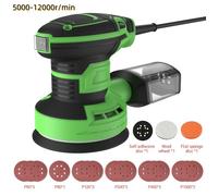 ponceuse excentrique, Ponceuse 300 W 5 pouces, meuleuse, polisseuse 5 Disques Abrasifs + Tampon Mousse et Laine Vert