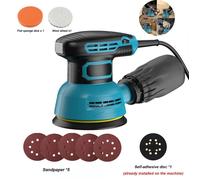 Ponceuse Excentrique, Ponceuse 300W 125mm 12000RPM, 5 Disques Abrasifs + Tampon Mousse & Laine, Compacte et Puissante, 5 Réglages