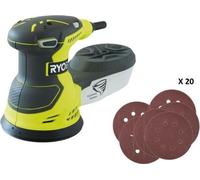 Ponceuse Excentrique RYOBI ROS300A, 300 W, 125 mm, 7000-13000 osc/min, Sac de Transport, 20 Abrasifs