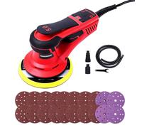 Ponceuse Excentrique sans Balais PioneerWorks, 350W Plateau de Ponçage 150mm, Course 5mm, 4000-10000 tr/min, pour Surfaces Bois, 12 Papiers Abrasifs Inclus