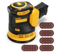 Ponceuse excentrique sans fil 125mm pour Dewalt 20V (sans batterie) | Ponceuse à main sans balais, 3 vitesses, sac à poussière et 21 feuilles abrasives