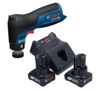 Ponceuse excentrique sans fil Bosch GEX 12V-32, 12 V, diamètre de 32 mm, moteur sans balais, avec 2 batteries de 6,0 Ah et un chargeur