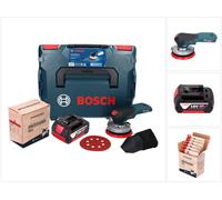 Ponceuse excentrique sans fil Bosch GEX 18V-125 Professional 18 V 125 mm sans balais + 1 batterie 4,0 Ah + 1 kit de ponçage Toolbrothers TURTLE + L-BOXX - sans chargeur