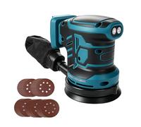 Ponceuse excentrique sans fil pour Makita 18 V, 125 mm Ponceuse pour bois avec aspiration de poussière, 25 papiers abrasifs, 6 vitesses 21000 tr/min pour le travail du bois (Sans batterie)
