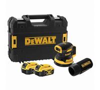 Ponceuse excentrique XR 18V 125 mm Brushless DEWALT - 2 batteries 5.0Ah + coffret TSTAK - sans chargeur - DCW210P2-QW