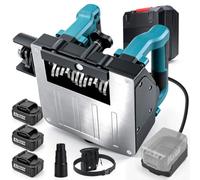 Ponceuse Fraiseuse à Béton à Batt. 3× 4000mAh Compatible avec Makita 18V | 1600W 4000UPM Sans Balais Raboteuse Murale électrique Rabot Béton, 6 Vitesse, Fraise 120+25mm, Enduit Plâtre Mortier Vieilles