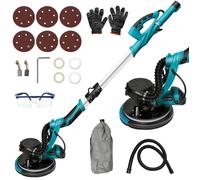 Ponceuse Girafe 1250W, avec Aspirateur Intégré, 5 Vitesses (800-1800 RPM), Lumière LED, Manche Téléscopique, 4m Cable, polissage