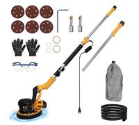 Ponceuse girafe Pliable 1390W, avec Aspirateur Intégré, 6 Vitesses (800-1800 RPM), Lumière LED, Manche Téléscopique, 4m Cable