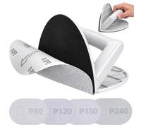 Ponceuse manuelle d’angle pour placo avec 20 feuilles abrasives auto-agrippantes 225 mm, grains P80/P120/P180/P240, cale à poncer 90° pour angles, bords et murs