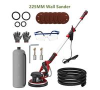 Ponceuse Mur 800W 6 Vitesses | Aspir. 98% & LED Intégrées | Manche 1.3-2m | Tête 225mm 90° Angle Mort | Ponçage Plafond 4.5m
