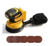 Ponceuse orbitale aléatoire sans balais compatible avec ponceuse électrique Dewalt 18/20 V, Brushelss de 12,7 cm avec 25 papiers abrasifs de 125 mm, rotation à 3 vitesses (jaune pour Dewalt)