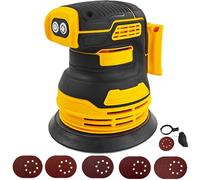Ponceuse orbitale aléatoire sans balais pour batterie Dewalt 20 V, ponceuse électrique aléatoire Brushelss de 12,7 cm avec 20 papiers abrasifs de 125 mm, rotation à 3 vitesses, 8 trous