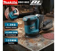Ponceuse orbitale électrique Makita DBO180Z25mm, 3 vitesses réglables, machine de polissage rechargeable pour batterie Makita 18V No battery