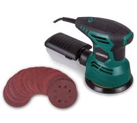 Ponceuse orbitale excentrique 300W | 12 feuilles abrasives et boîter de récupération de poussière incl.
