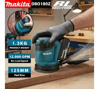 Ponceuse orbitale sans fil Makita DBO180Z 18V sans balais 125 mm avec sac à poussière pour la préparation des surfaces vernies et la préparation des surfaces laquées no battery