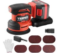 Ponceuse orbitale sans fil TEENO 20 V, ponceuse excentrique 125 mm | 6 000-12 000 tr/min - Kit complet avec 25 feuilles papier verre. Batterie 4,0 Ah.