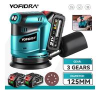 Ponceuse orbitale sans fil YOFIDRA, meuleuse à bois, polisseuse de voiture, machine à poncer et à polir les métaux, compatible avec batterie Makita 21V. 2 Battery EU Plug