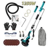 Ponceuse Placo 1250W Avec Aspirateur Intégré 5 Vitesses 800-1800RPM Moteur Cuivre LED Manche Pliable Télescopique Sac Rangement