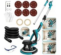 Ponceuse Placo 1250W Avec Aspirateur Intégré 5 Vitesses 800-1800RPM Moteur Cuivre LED Manche Pliable Télescopique Pour Plafond Mur