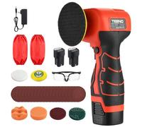 Ponceuse Polisseuse sans Fil 16,8 V, Mini Orbitale 76 mm avec Batteries | 3500 tr/min, 2 batteries 2000 mAh, kit voiture avec abrasifs, éponges, laine et tampons pour ponçage et polissage
