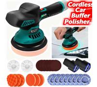 Ponceuse/polisseuse sans fil pour automobile et moto - Double action - Pour polir et poncer - 2 batteries de 12 V 2 Ah - Portative - Vert