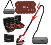 Ponceuse pour plaques de plâtre 1800W - Plateau de ponçage de 225 mm - Ponceuse à colonne avec éclairage LED et manche télescopique réglable - Ponceuse pour murs et plafonds avec aspiration - Inclus 3