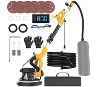Ponceuse pour plaques de plâtre - Ponceuse électrique pour murs - 950 W - Fonctionnement sur batterie - Vitesse variable - Pliable - Éclairage LED - Kit complet