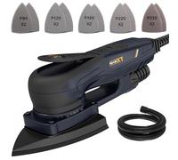 Ponceuse triangulaire MAXXT sans balais de 3 mm, moteur EC puissant de 350 W, régulation de vitesse, avec 10 papiers de verre haut de gamme pour un ponçage précis du bois
