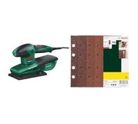 Ponceuse vibrante Bosch - PSS 200 A (livrée dans un coffret avec 1 feuille abrasive Red Wood P120 et un microfiltre) + Lot de 25 disques abrasifs (G 40, G 60, G 80, G 120)
