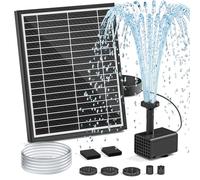 PONDIA Pompe Solaire pour Fontaine À Oiseaux, 5.5 W, Câble Secteur 3 m, Support De Sol Réglable, 5 Modes De Pulvérisation, Tuyau 1,2 m, Anti-Séchage, Silencieuse pour Bassin & Étang À Poissons