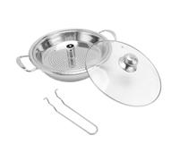 Pongnas Casserole en Acier Inoxydable avec Panier et Couvercle - Marmite de 6 Litres Compatible avec l'induction pour Fruits de Mer, Bouillon de Poisson, Cuisson à la Vapeur et égouttage - Base à 3