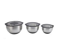 Pongnas Ensemble de Bols à Mélanger en Acier Inoxydable avec Couvercles - Kit de Bols à Salade et Râpe 3 Pièces pour la Cuisson en Cuisine, le Stockage des Aliments et la Préparation des Repas -
