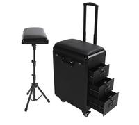 Pongnas Mallette de Maquillage à roulettes 3 en 1, Boîte de Rangement pour Outils de Tatouage Haute capacité avec Tiroirs Verrouillables, Roues à 360 Degrés, Poignée Réglable, pour