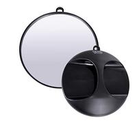 PONIK'S PROFESSIONAL - Miroir de coiffeur professionnel portable noir pour coiffeur de salon de coiffure, noir, 28 cm, rond